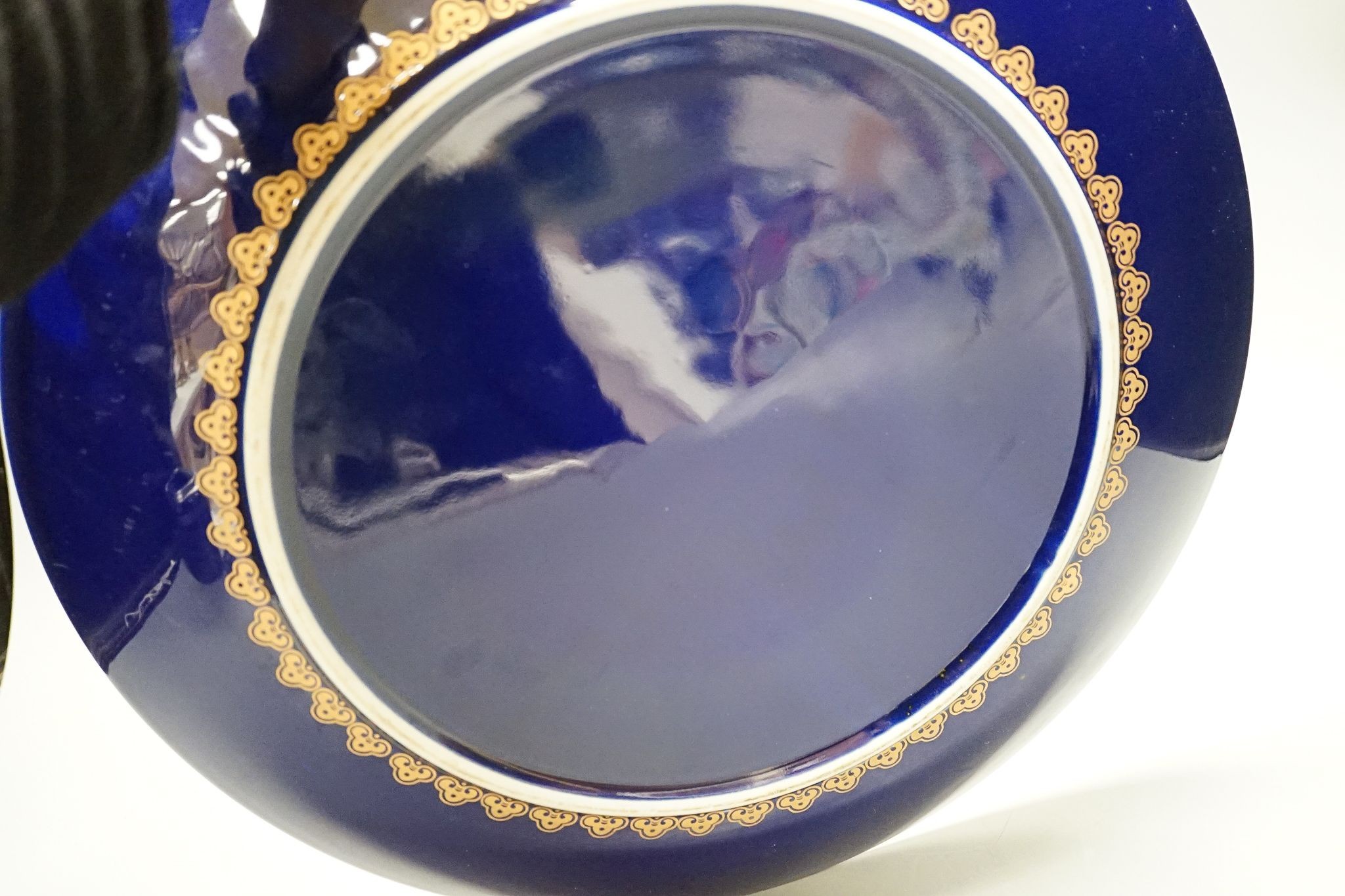 A late 19th century famille rose bowl and a Chinese porcelain dish, bowl 30 cms diameter.